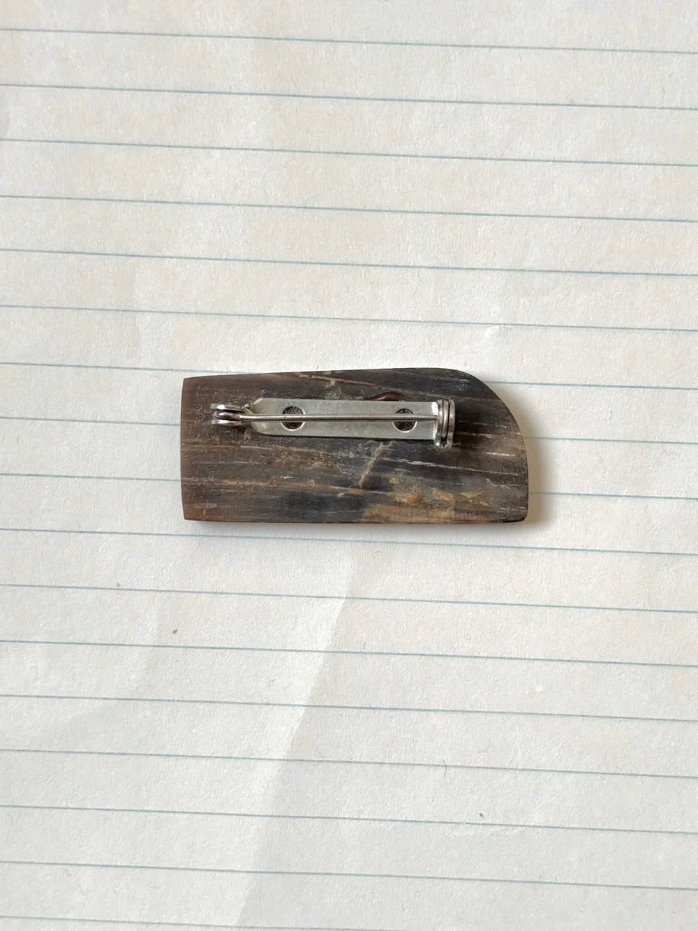 Natural brown with soft white hard stone retangle brooch pin